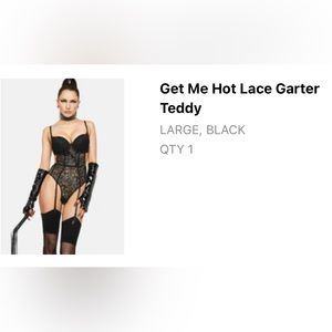 Dolls Kill lace garter teddy (with whip & lace arm gloves)